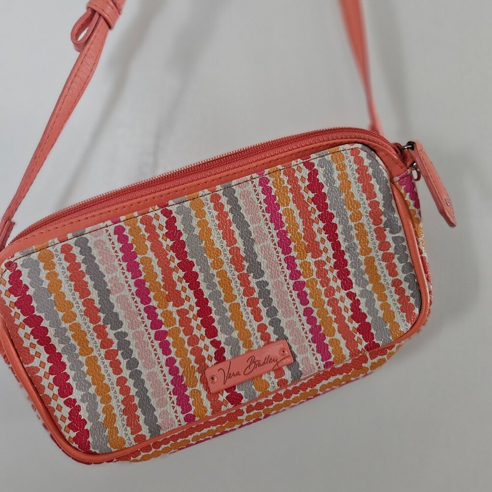 Vera Bradley Confetti Stripe Pebbled PVC Crossbody Handbag